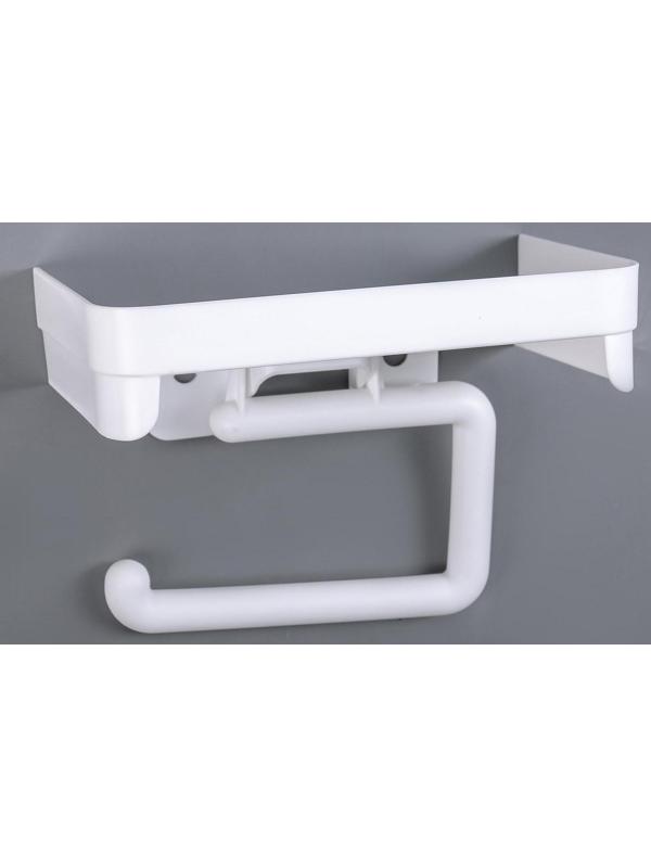 Держатель для туалетной бумаги с полочкой, цвет белый