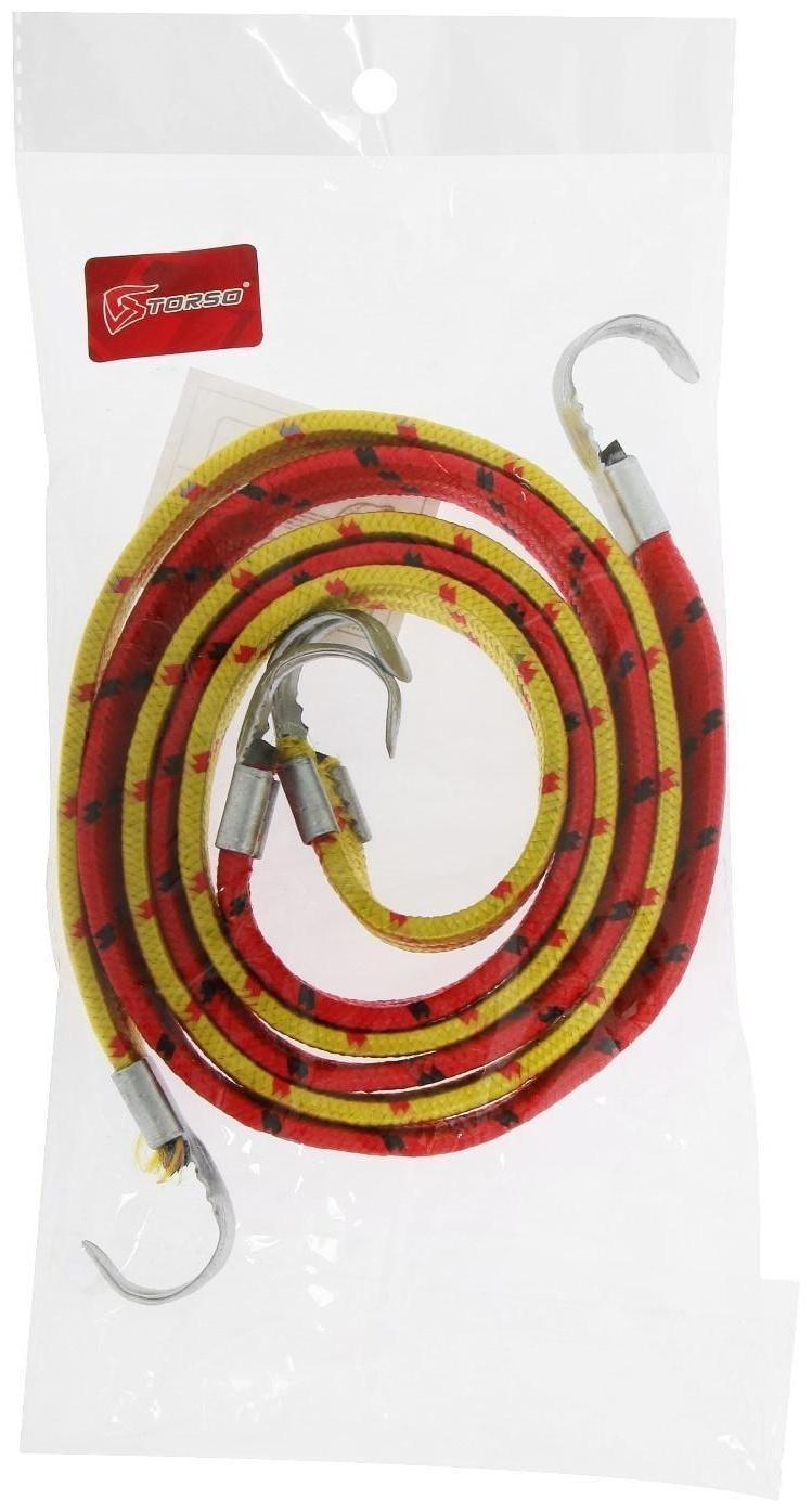 Резинка крепления TORSO 1.75х80 см, металлические крючки, микс, набор 2 шт