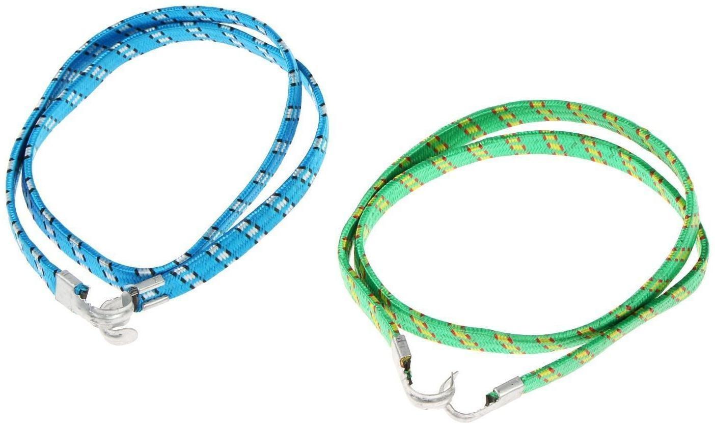 Резинка крепления TORSO 1.75х100 см, металлические крючки, микс, набор 2 шт