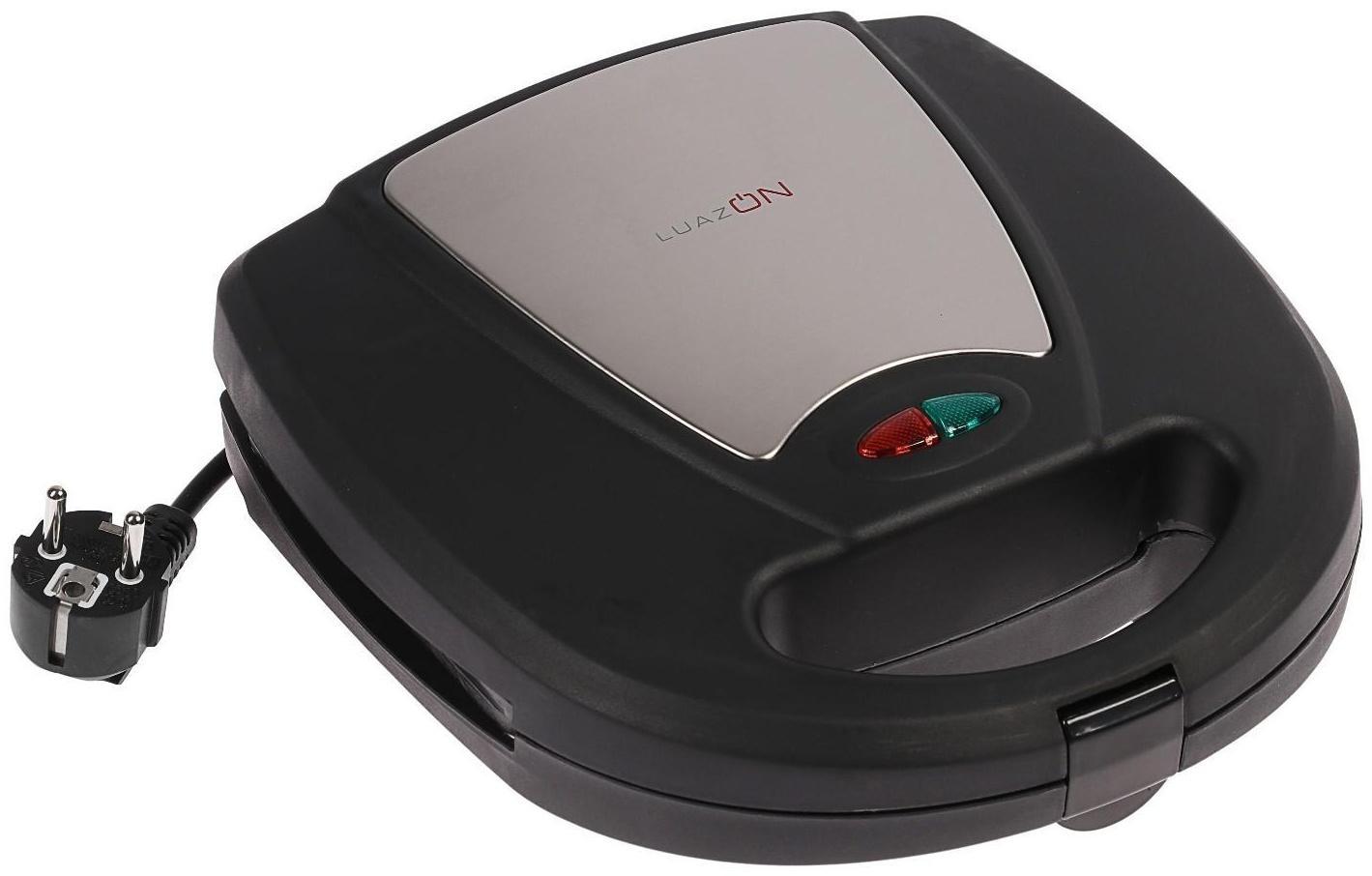 Мультипекарь LuazON LT-06, 750 Вт, венские вафли/гриль, антипригарное покрытие, чёрный