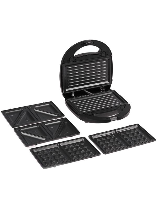 Мультипекарь LuazON LT-06, 750 Вт, венские вафли/гриль, антипригарное покрытие, чёрный