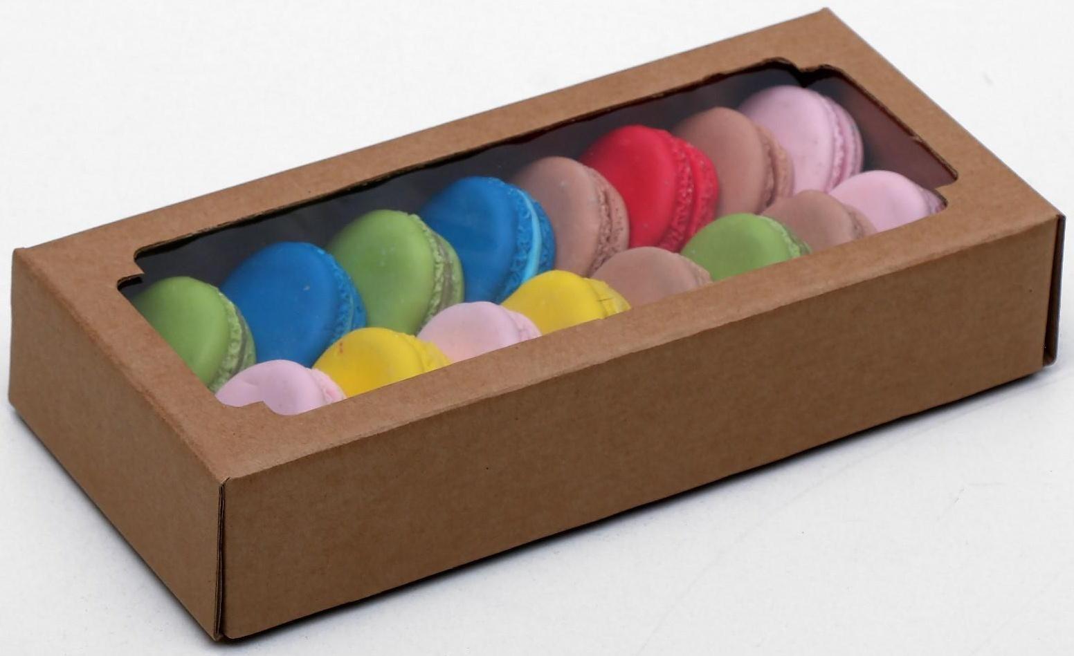 Коробка сборная без печати крышка-дно бурая с окном 24 х 11 х 4,5 см