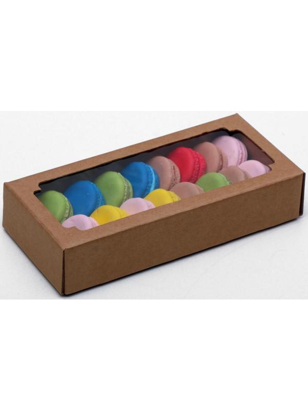 Коробка сборная без печати крышка-дно бурая с окном 24 х 11 х 4,5 см