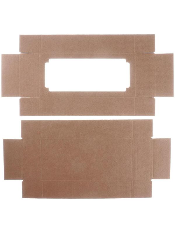 Коробка сборная без печати крышка-дно бурая с окном 24 х 11 х 4,5 см