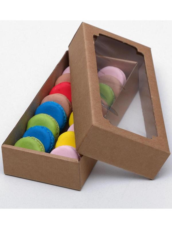 Коробка сборная без печати крышка-дно бурая с окном 24 х 11 х 4,5 см