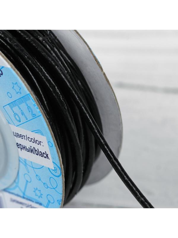 Шнур для плетения, кожаный, d = 2 мм, 10 ± 0,5 м, цвет чёрный