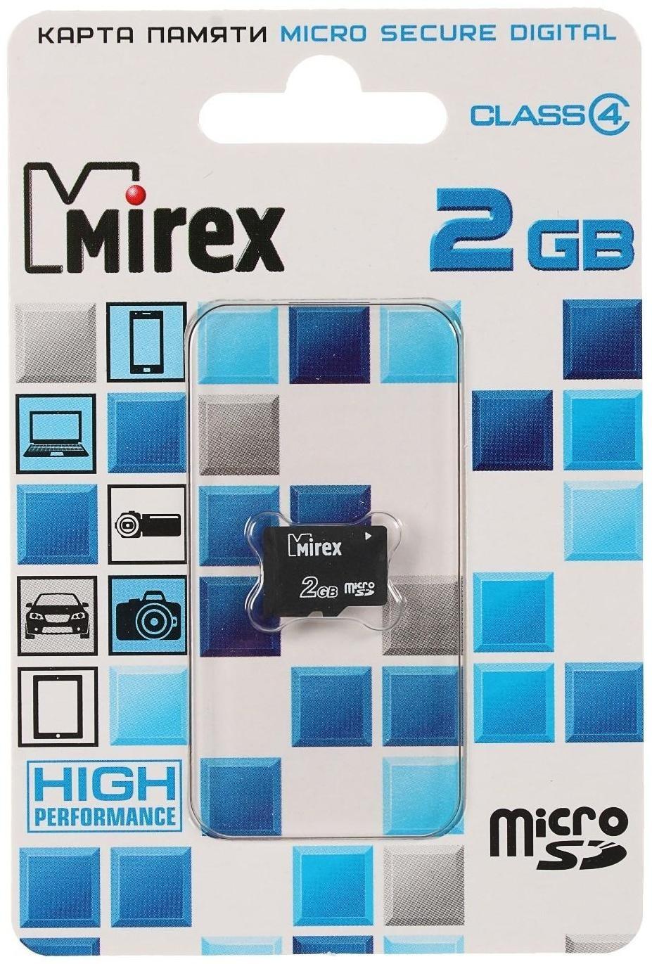 Карта памяти Mirex microSD, 2 Гб, класс 4