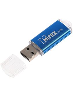 Флешка Mirex UNIT AQUA, 64 Гб, USB2.0, чт до 25 Мб/с, зап до 15 Мб/с, синяя