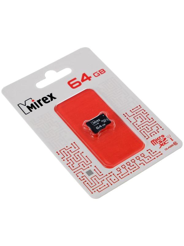 Карта памяти Mirex microSD, 64 Гб, SDXC, UHS-I, класс 10
