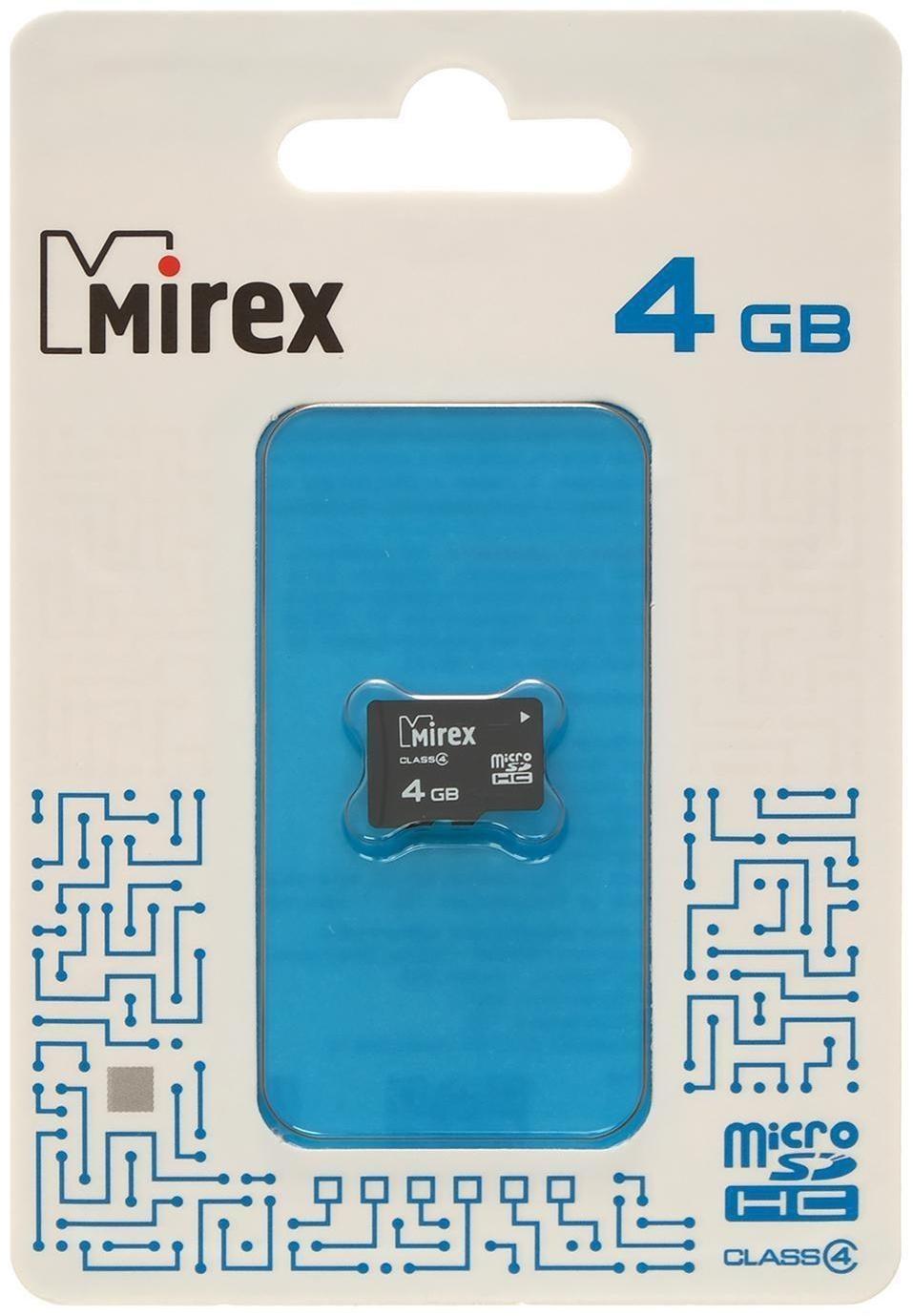 Карта памяти Mirex microSD, 4 Гб, SDHC, класс 4