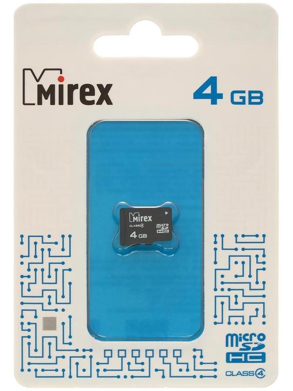 Карта памяти Mirex microSD, 4 Гб, SDHC, класс 4