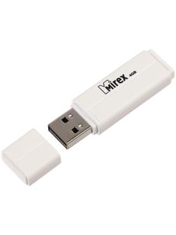 Флешка Mirex LINE WHITE, 4 Гб, USB2.0, чт до 25 Мб/с, зап до 15 Мб/с, белая