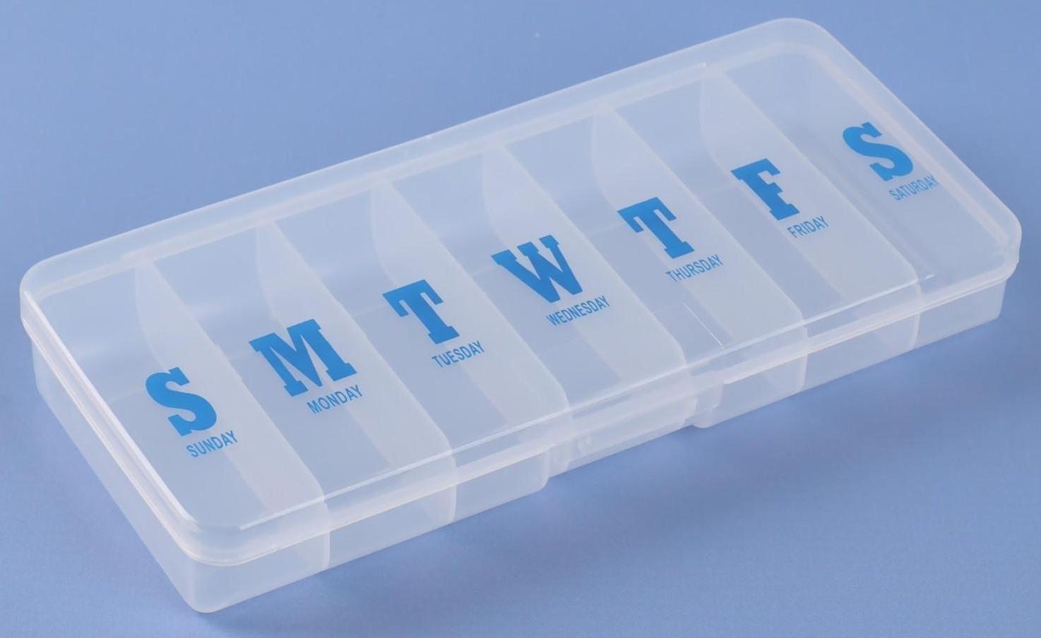 Таблетница «Неделька», английские буквы, 7 секций, цвет прозрачный