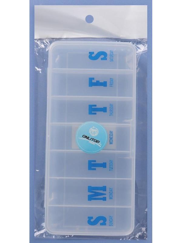 Таблетница «Неделька», английские буквы, 7 секций, цвет прозрачный