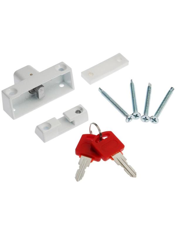 Замок накладной блокирующий ТУНДРА 001WW, для пластиковых окон, 2 ключа, белый
