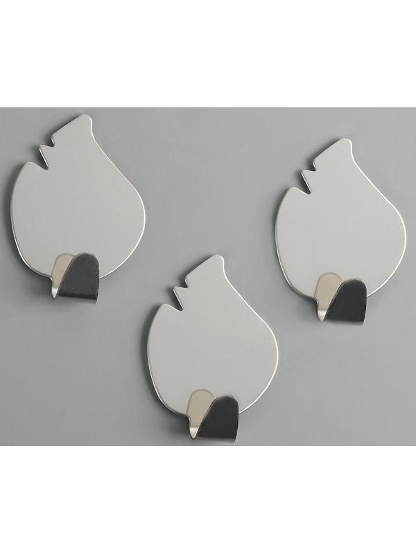 Крючок на липучке Доляна «Листики», 3 шт, металл