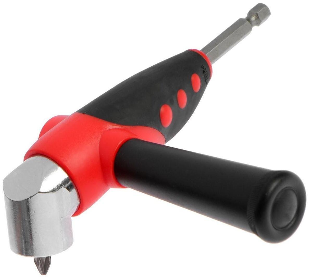 Адаптер угловой для дрели ТУНДРА, с набором бит 4 шт.