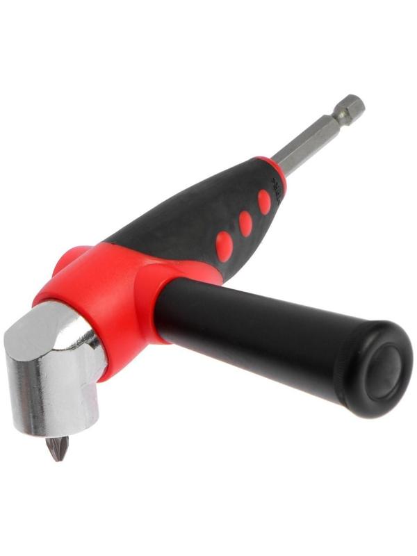 Адаптер угловой для дрели ТУНДРА, с набором бит 4 шт.