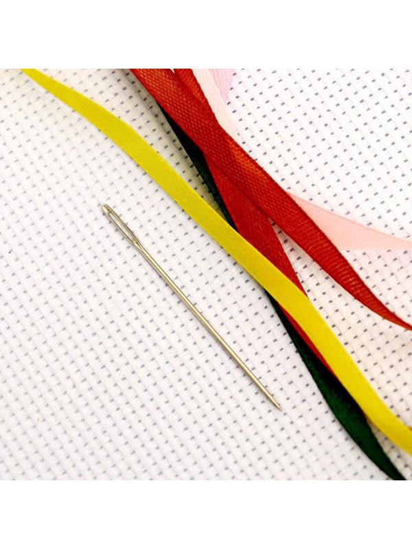 Вышивка лентами на канве «Корзинка фиалок»