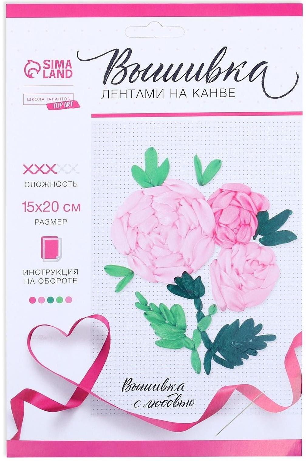 Вышивка лентами на канве «Розовые розы». Набор для творчества