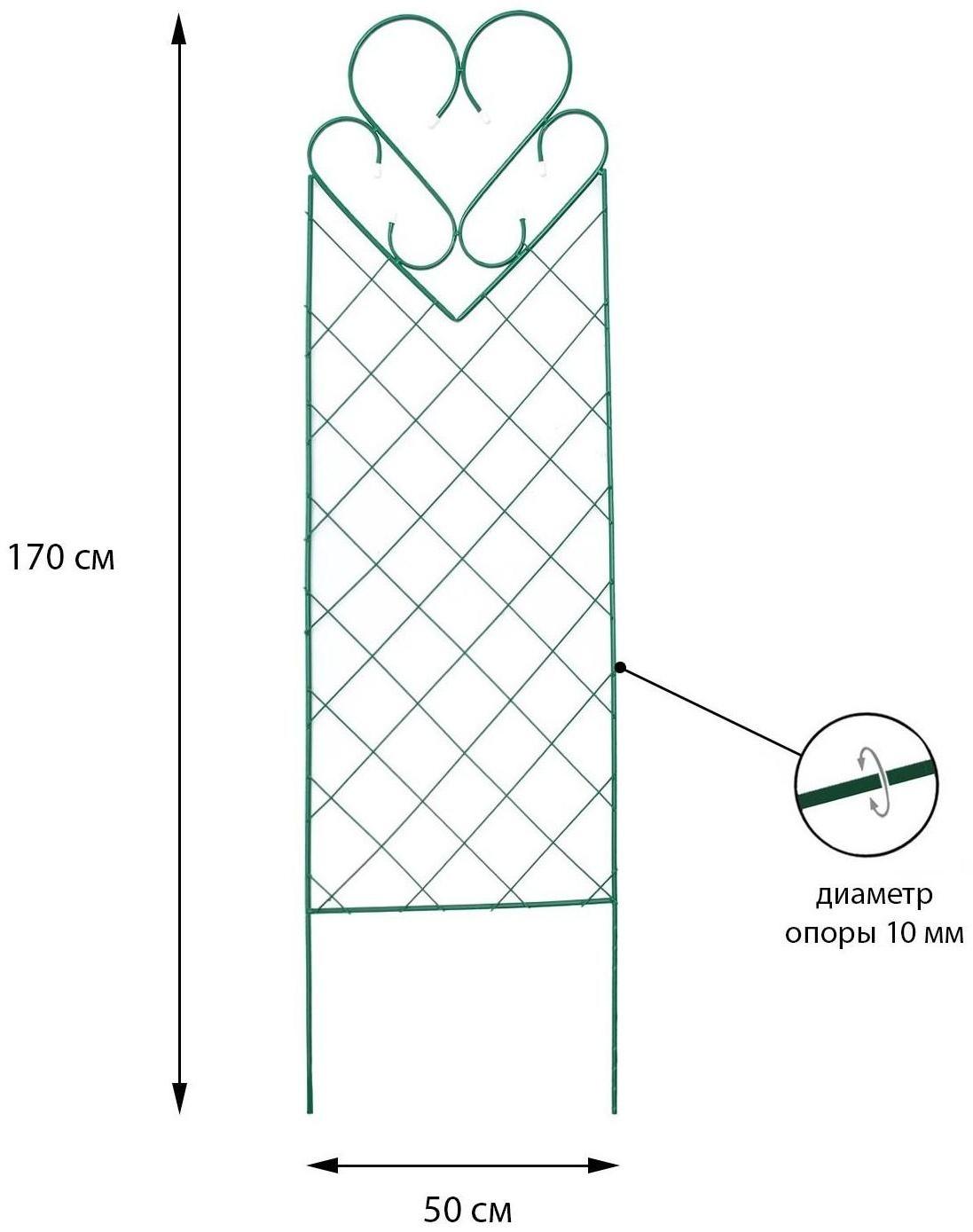 Шпалера, 170 × 50 × 1 см, металл, зелёная, «Амурная»