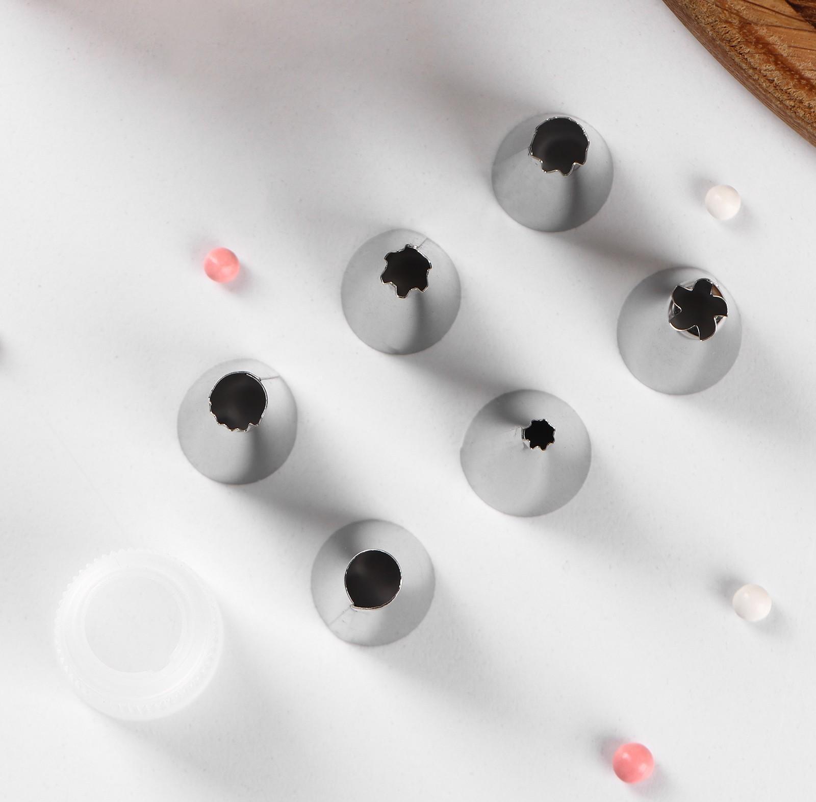 Набор кондитерский Доляна «Хоста», 8 предметов: мешок кондитерский 31×17 см, 6 насадок