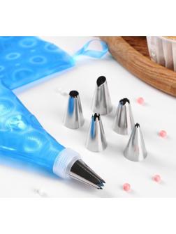 Набор кондитерский Доляна «Хоста», 8 предметов: мешок кондитерский 31×17 см, 6 насадок