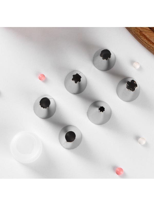 Набор кондитерский Доляна «Хоста», 8 предметов: мешок кондитерский 31×17 см, 6 насадок