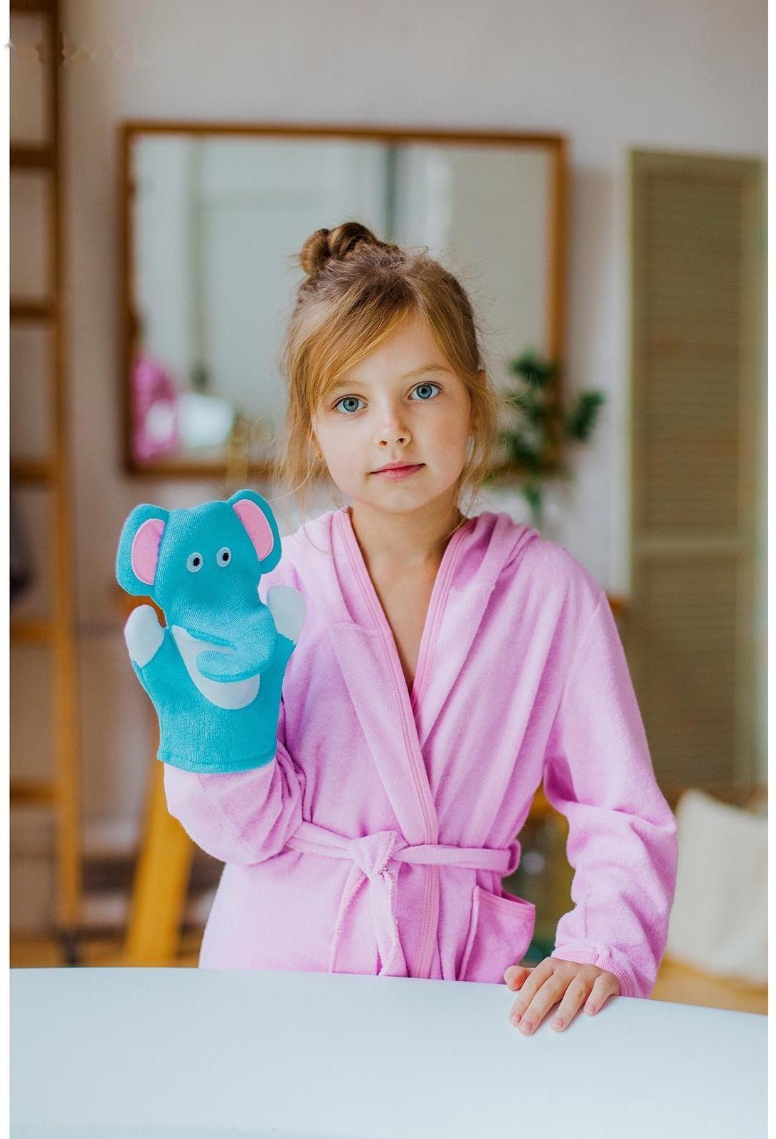 Мочалка-варежка детская для купания Доляна «Слоник», 22 см