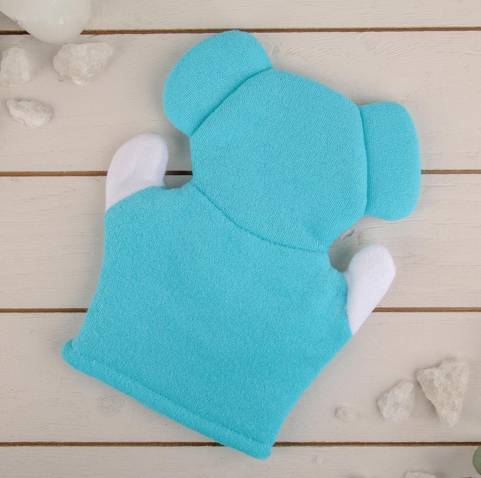 Мочалка-варежка детская для купания Доляна «Слоник», 22 см