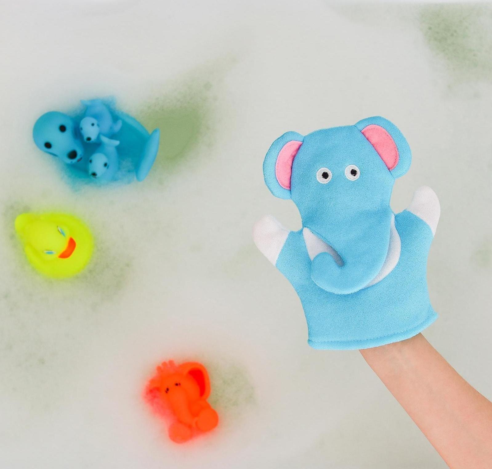 Мочалка-варежка детская для купания Доляна «Слоник», 22 см