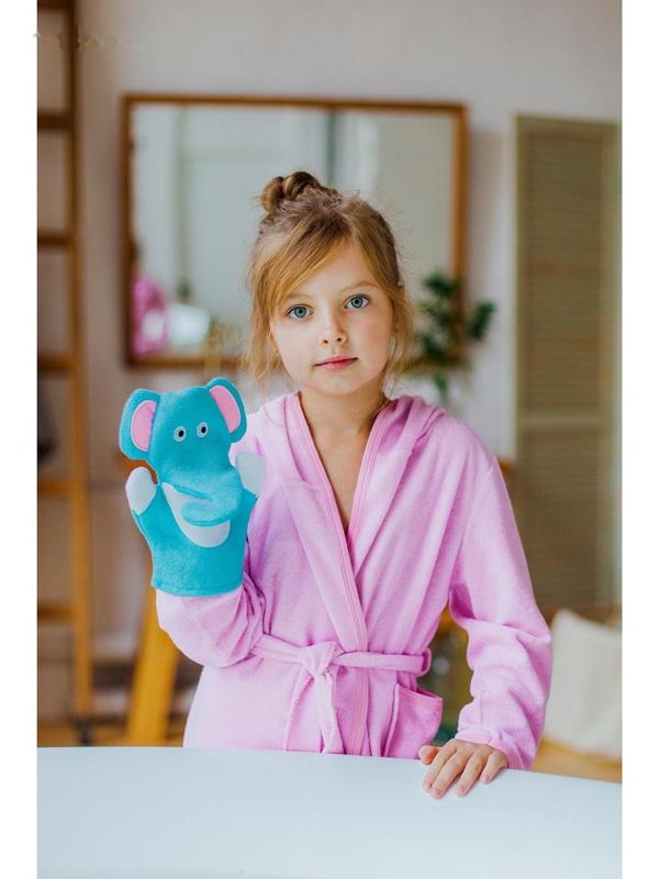 Мочалка-варежка детская для купания Доляна «Слоник», 22 см