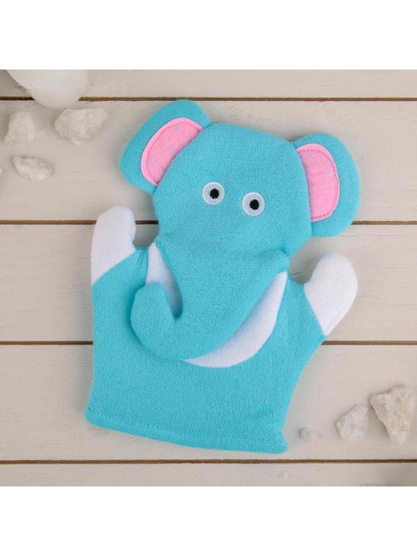 Мочалка-варежка детская для купания Доляна «Слоник», 22 см