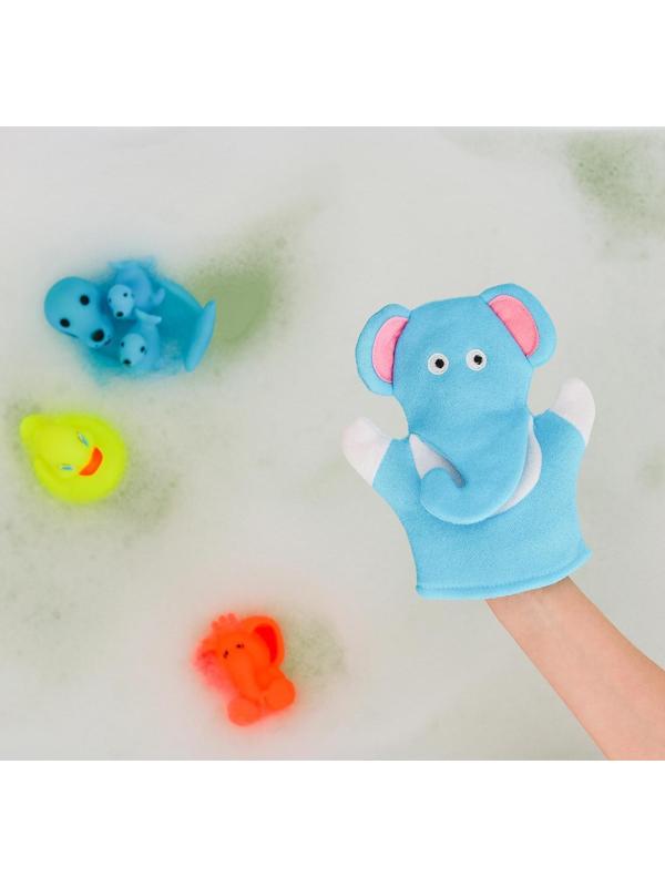 Мочалка-варежка детская для купания Доляна «Слоник», 22 см