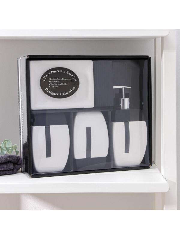 Набор аксессуаров для ванной комнаты «Гармония», 4 предмета (дозатор 400 мл, мыльница, 2 стакана)