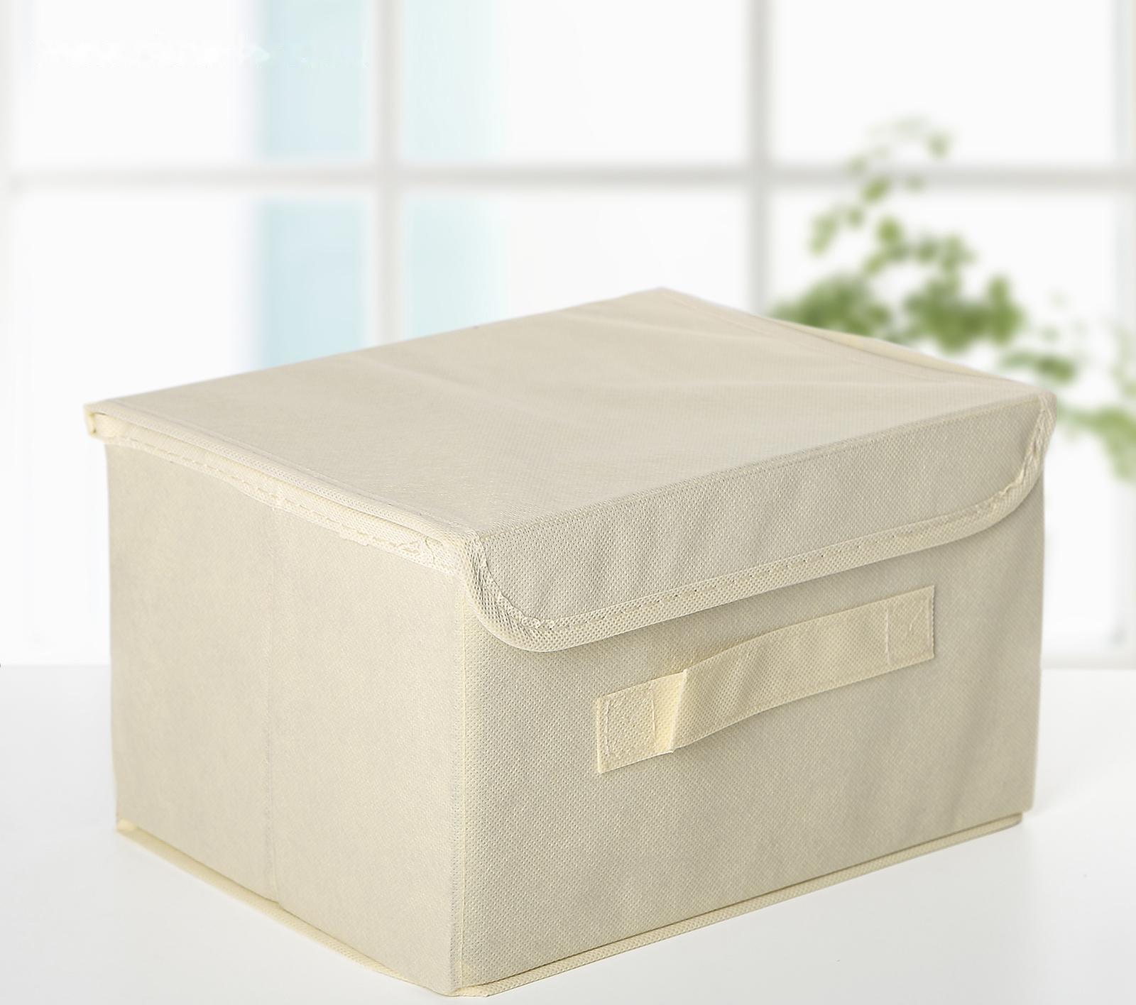 Короб стеллажный для хранения с крышкой «Алва», 26×20×15 см, цвет бежевый