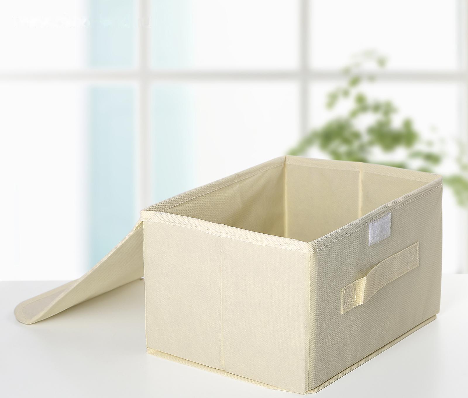 Короб стеллажный для хранения с крышкой «Алва», 26×20×15 см, цвет бежевый