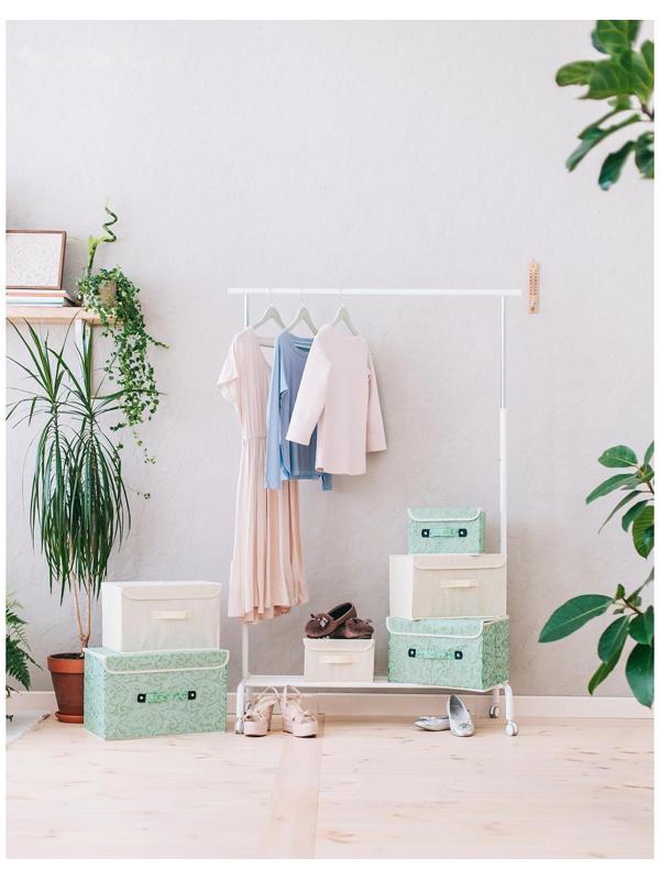 Короб стеллажный для хранения с крышкой «Алва», 26×20×15 см, цвет бежевый