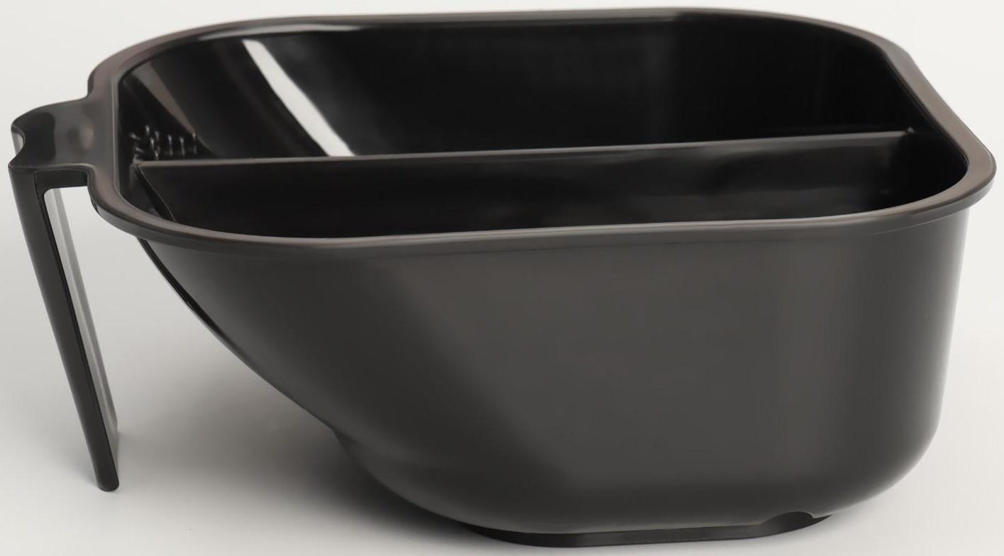 Чаша для окрашивания, с ручкой, 2 секции, 17,5 × 16 см, цвет чёрный