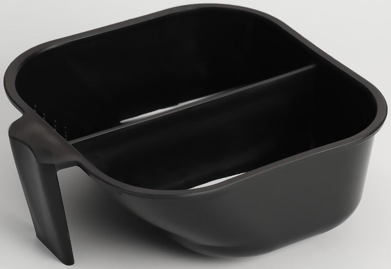 Чаша для окрашивания, с ручкой, 2 секции, 17,5 × 16 см, цвет чёрный