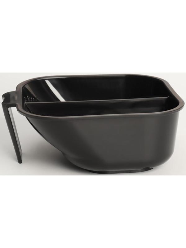 Чаша для окрашивания, с ручкой, 2 секции, 17,5 × 16 см, цвет чёрный