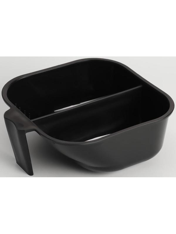 Чаша для окрашивания, с ручкой, 2 секции, 17,5 × 16 см, цвет чёрный