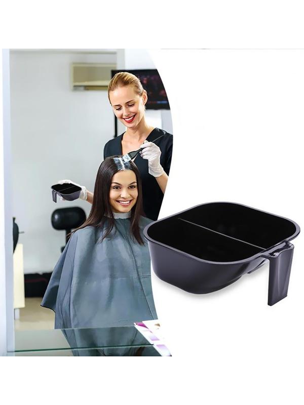 Чаша для окрашивания, с ручкой, 2 секции, 17,5 × 16 см, цвет чёрный