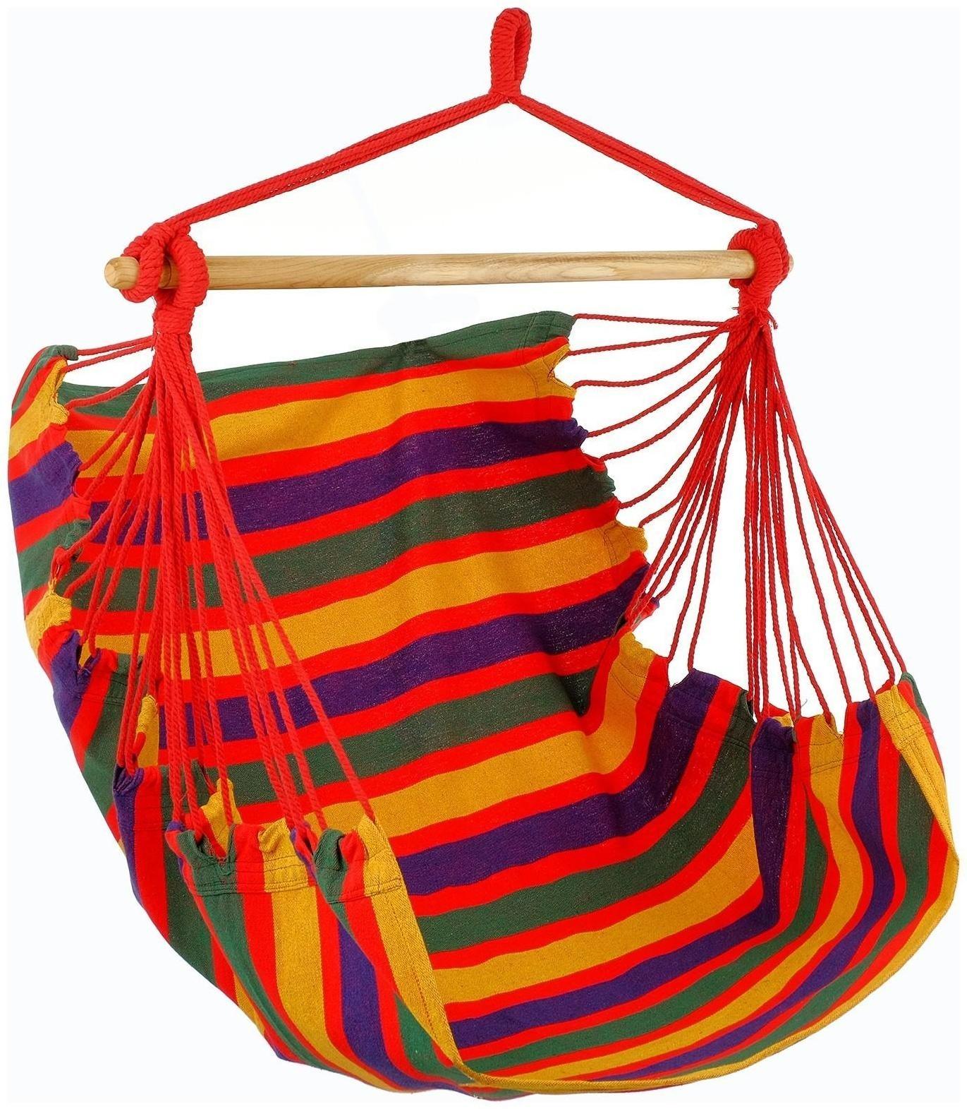 Гамак-кресло со спинкой, 100 х 150 х 130 см, хлопок, цвета МИКС