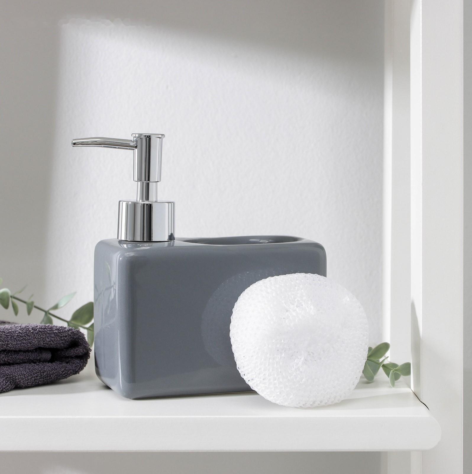 Дозатор для моющего средства с подставкой для губки Доляна «Природа», 500 мл, цвет серый