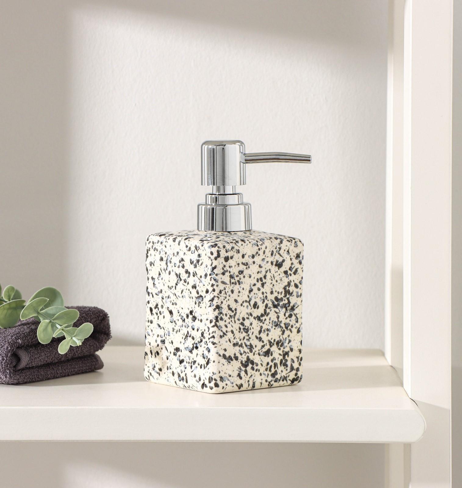 Дозатор для жидкого мыла Доляна «Гранит», 360 мл, цвет белый