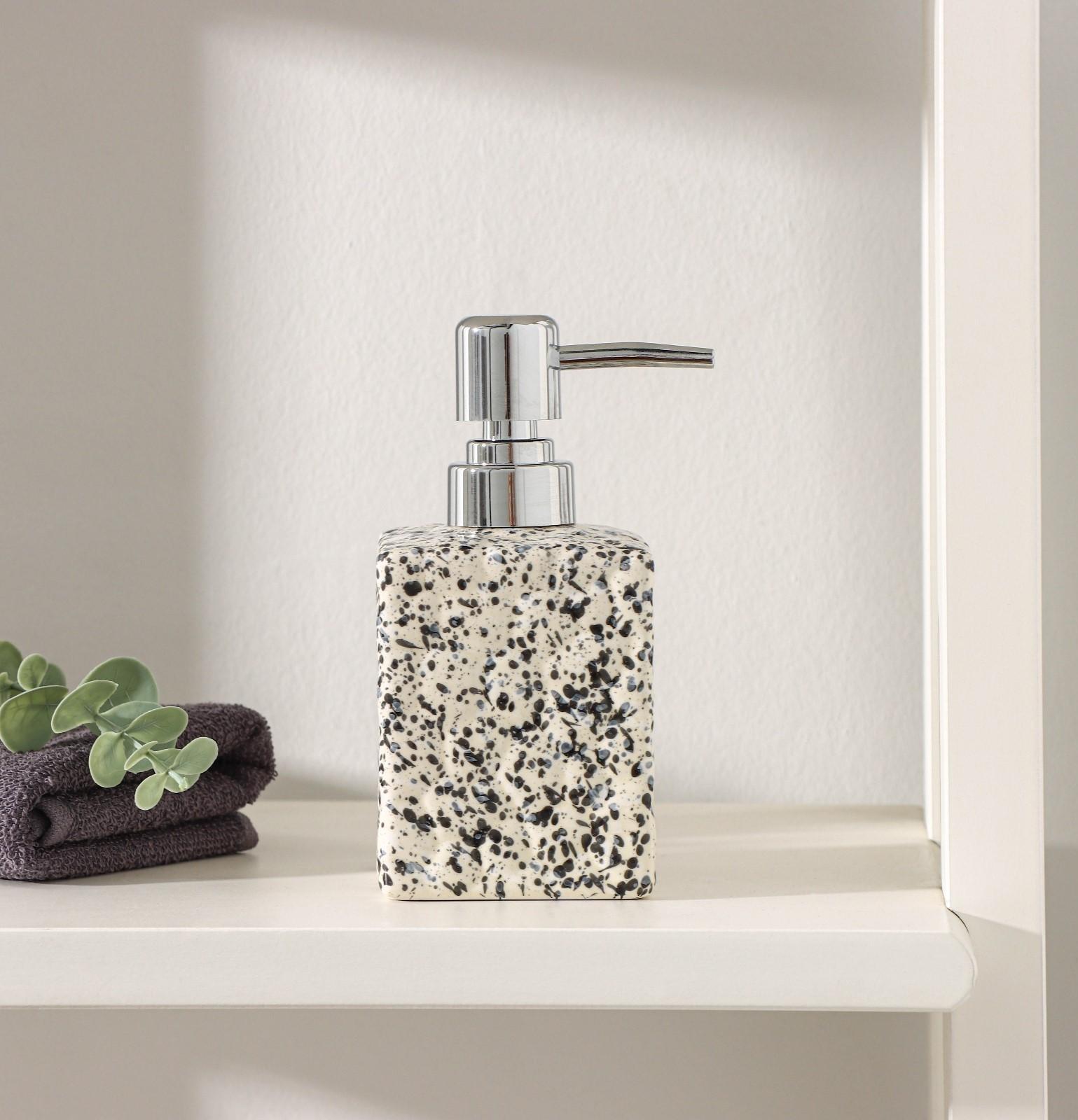 Дозатор для жидкого мыла Доляна «Гранит», 360 мл, цвет белый