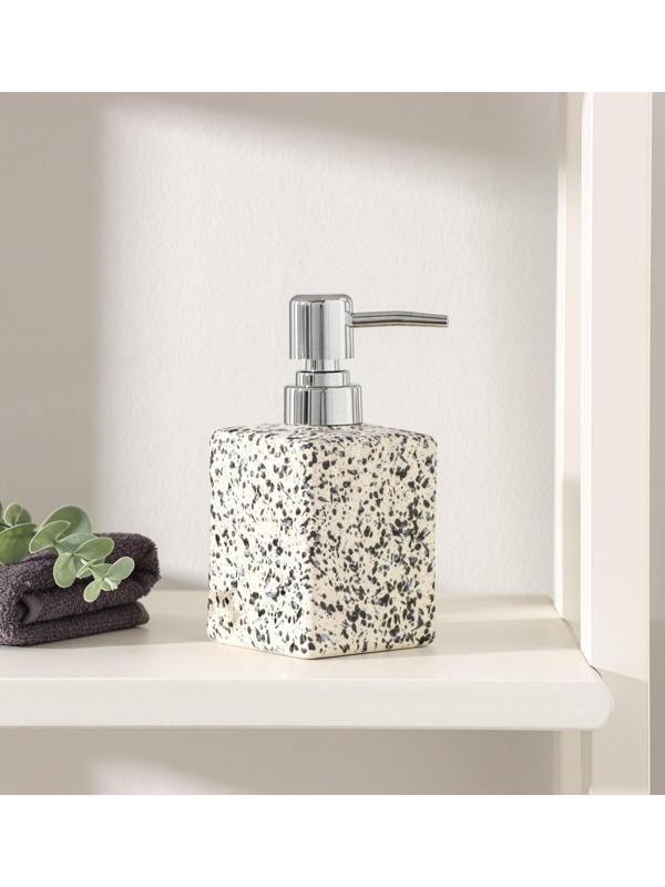 Дозатор для жидкого мыла Доляна «Гранит», 360 мл, цвет белый