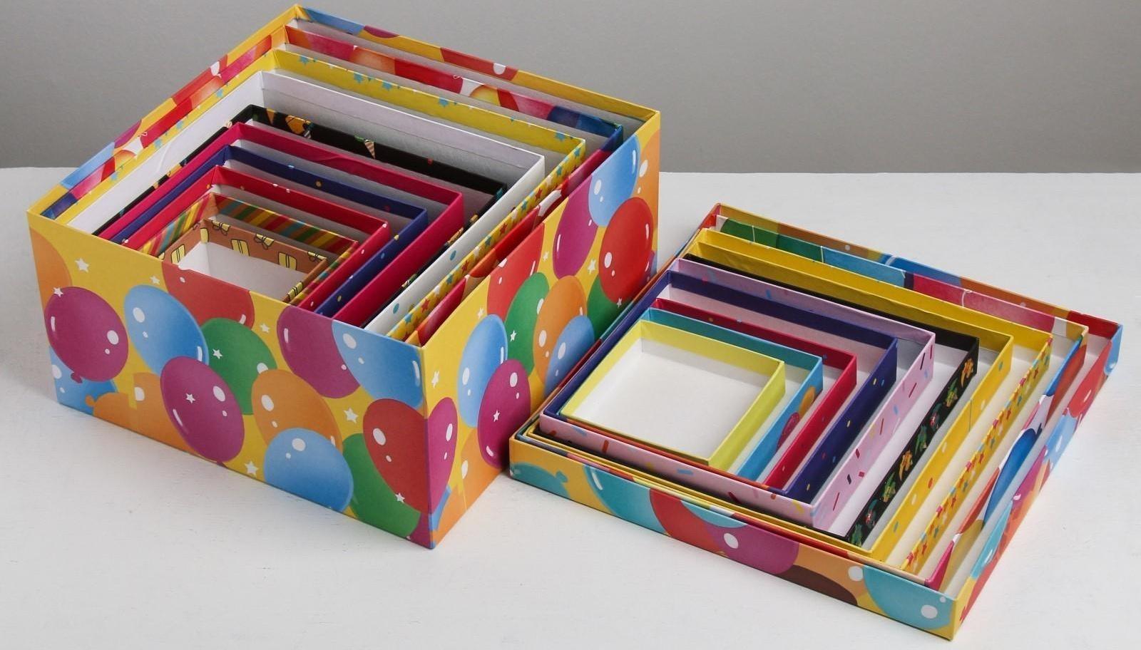 Набор подарочных коробок 10 в 1 «Поздравления», 10.2 × 10.2 × 6‒28.2 × 28.2 × 15 см