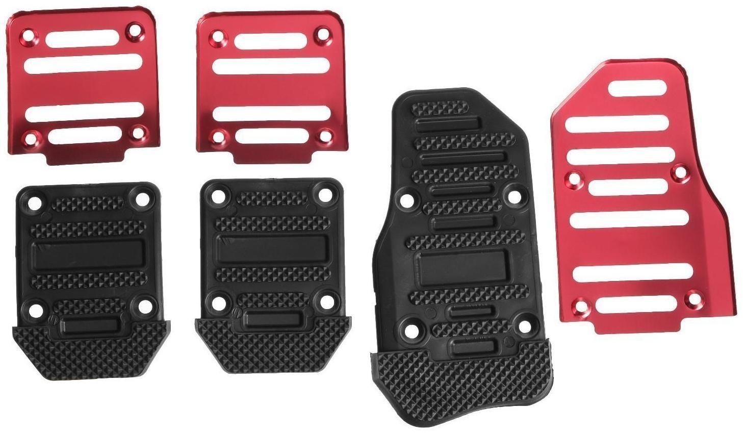 Накладки на педали Cartage, антискользящие, красный, набор 3 шт